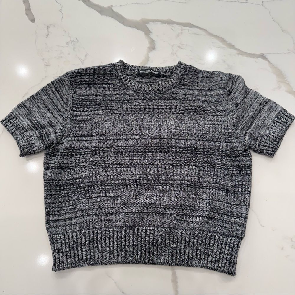 American Apparel Grey Crop short sleeve Sweater Top NWOT Y2K